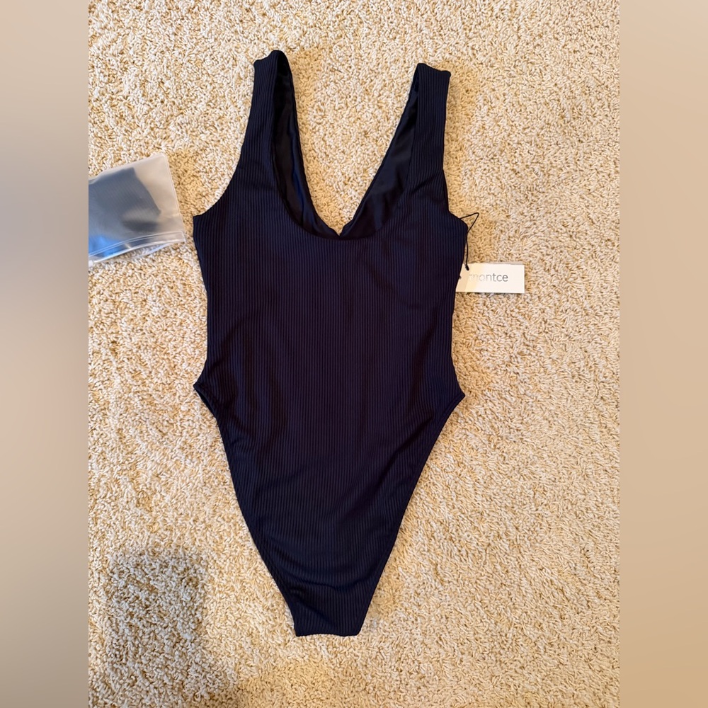 Montce Black Ribbed One-Piece Swimsuit with Waist Ring - Picture 5 of 5